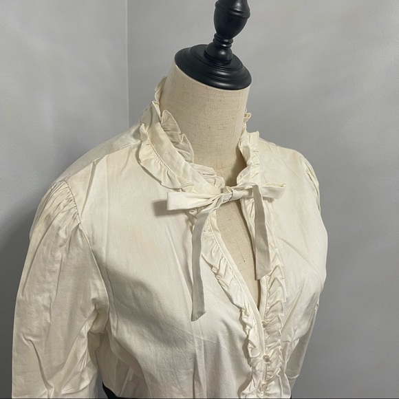 # French Style Ruffle Neck Long Sleeves Short Dress By Macys As Wish - Picture 5 of 15